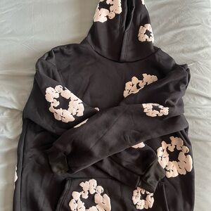 Black Hoodie with Floral Prints